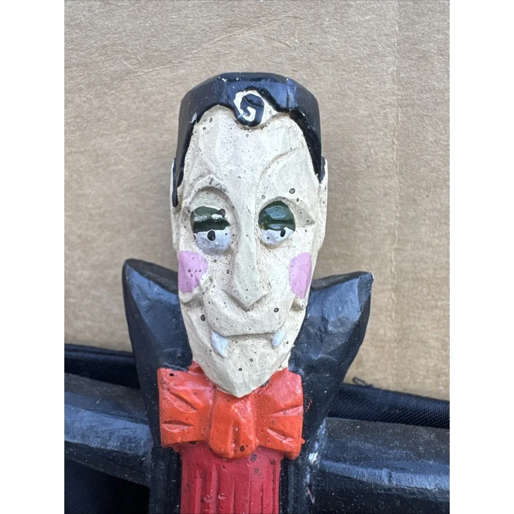 Vintage Folk Art Halloween Wood Vampire Dracula‎ Figurine Midwest Cannon Falls